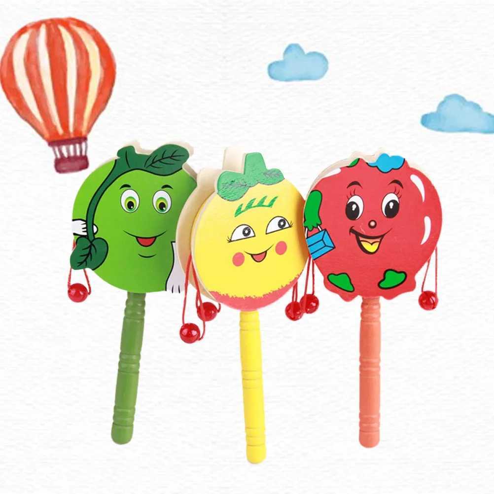 3 Pcs Baby Toys Wooden Wave Drum Shaking Music Creative RattleDrum Educational Toddler C250913