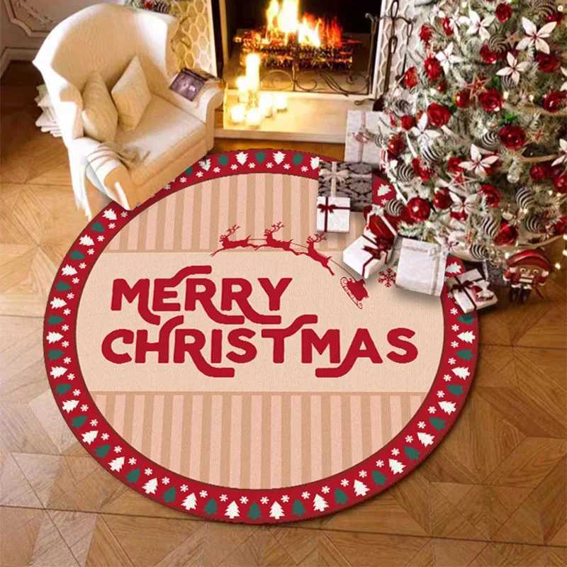 VIKAMA Round Crystal Velvet Bedroom Living Room Christmas Tree Mat Easy Care Carpet Home Decoration C913 H260226