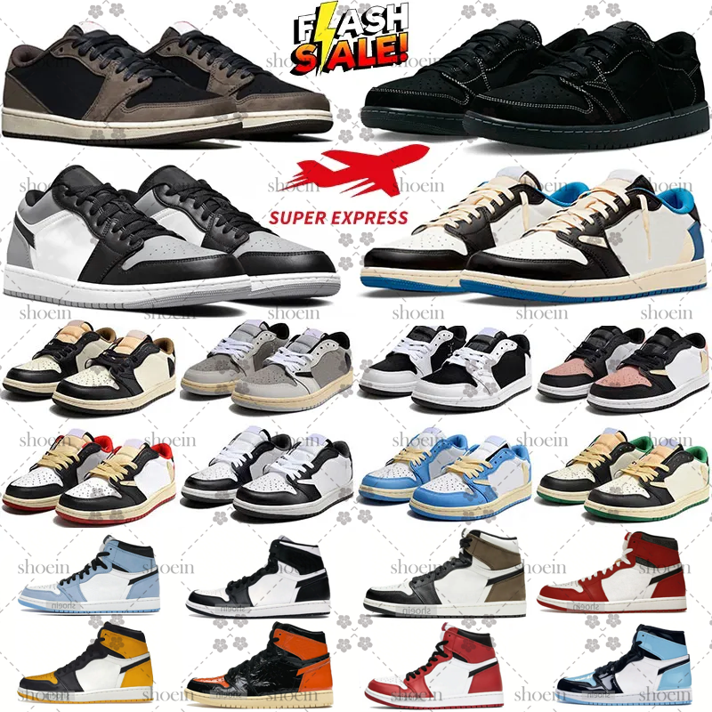 With Box Designer shoes 1 1s Leather rubber biack white Low mens sneakers Dark Mocha University Blug Bred Patent Lucky Green Qutdoor Shoes Sports mens trainers runner