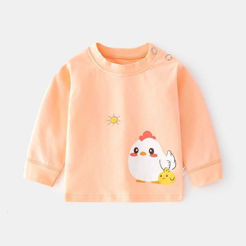 Baby Autumn Clothes Infant Cotton Printed Tops Cartoon Children Spring Autumn Underwear Bottoming Children's Clothes Shoulder Open T-shirt
