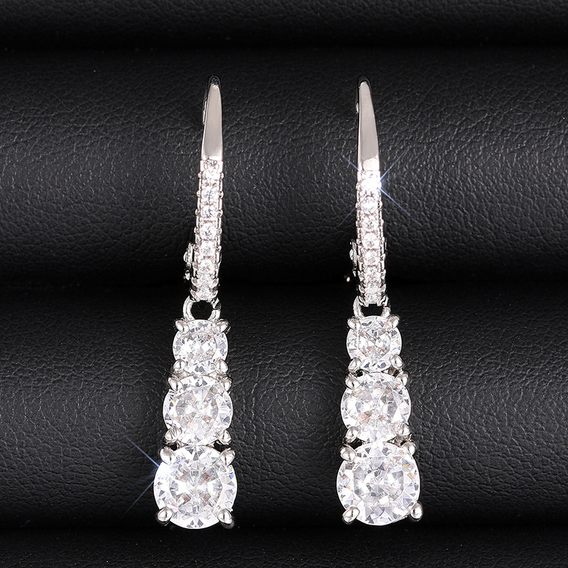2025 Choucong Brand Dangle Earrings Luxury Jewelry 925 Sterling Silver Round Cut 5A Cubic Zircon CZ Diamond Gemstones Party Women Wedding Drop Long Ea