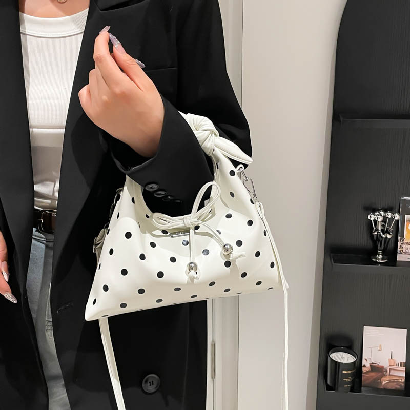 TB BHULAMTE Designer Korean INS Style Polka Dot Women's Handbag Fashion Luxury Crossbody Bag Bow Shaped Handle Detachable Shoulder Strap Special 