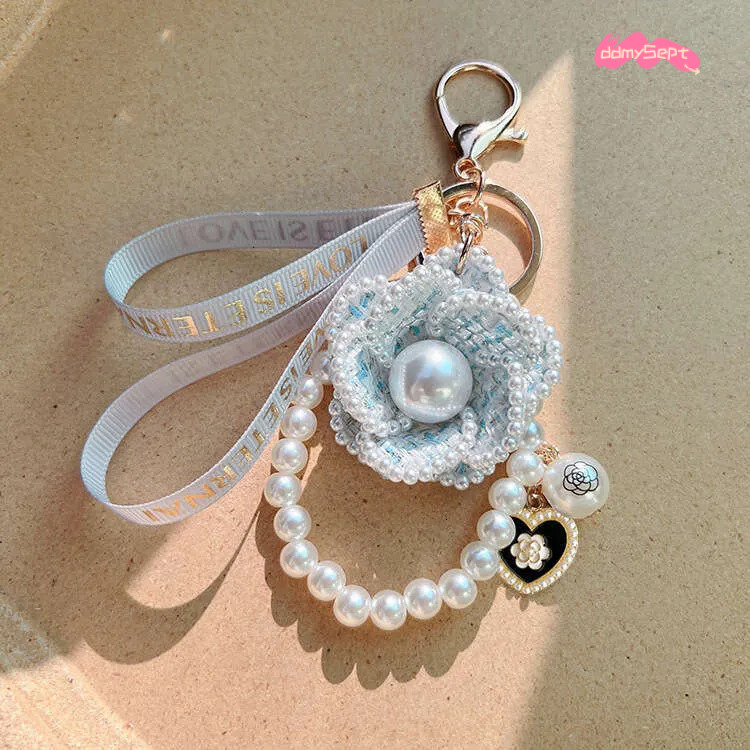 Korean Style Pearl Element Camellia Keychain Bag Pendant Creative Independent Design Product ddmythur