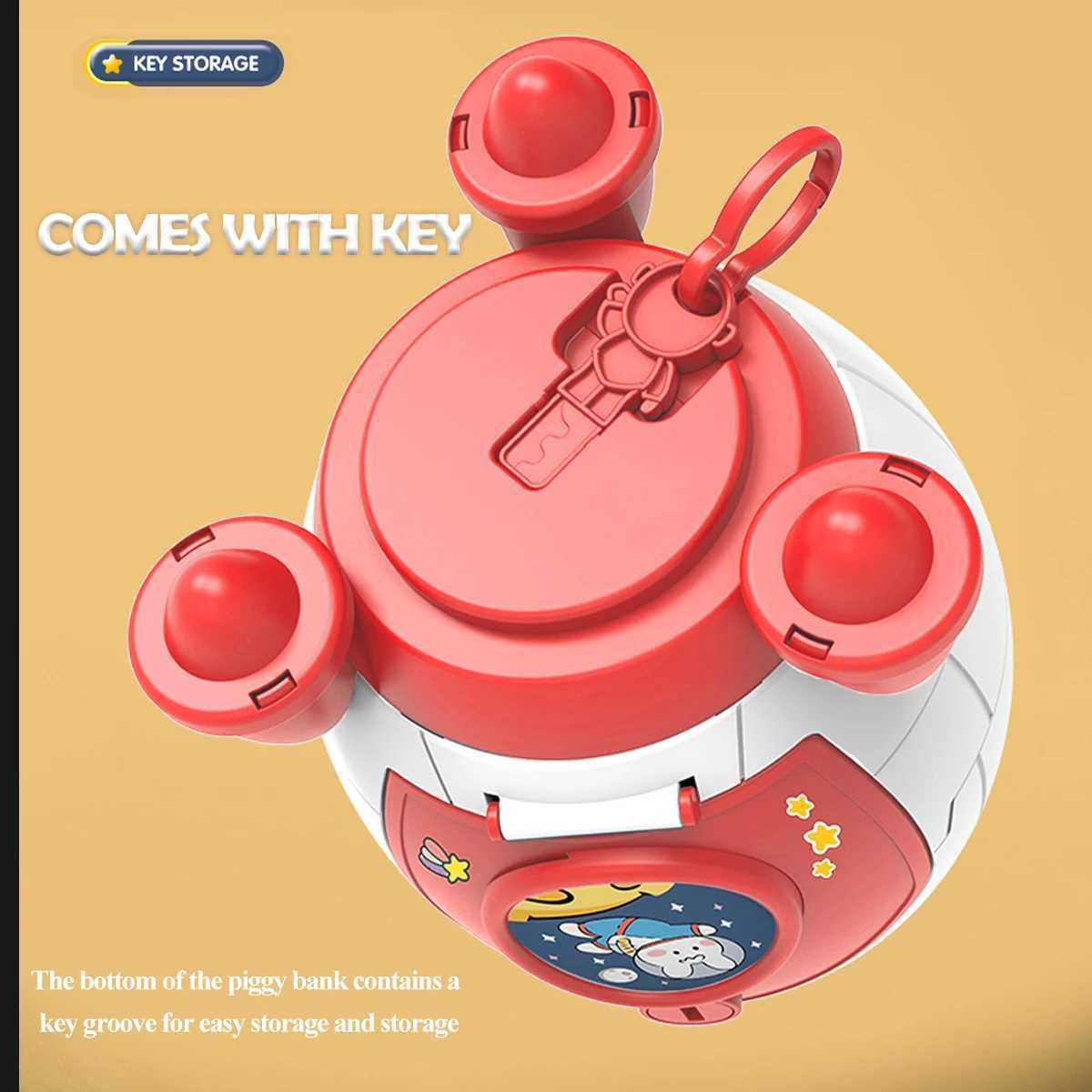 Piggy Bank Toys Rocket Spacecraft Large Capacity Key Unlocking Puzzle Toy 3 Color could be Chosen Gifts for 3 Boys and Girls C250913