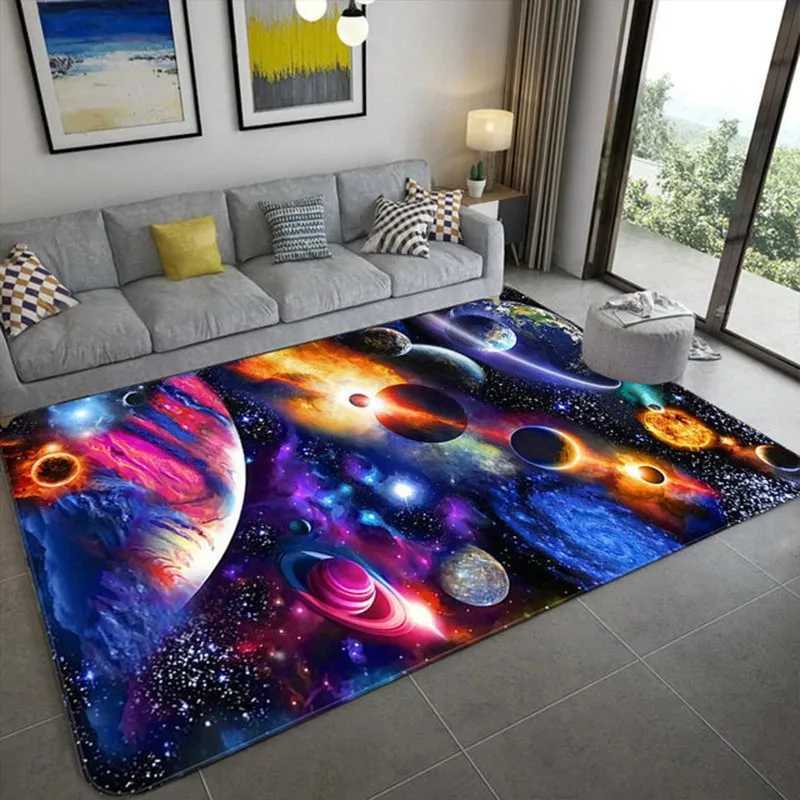 Cartoon Planet crystal velvet carpet Bedroom Room Bedroom bed blanket covered with space star living room carpet C250913