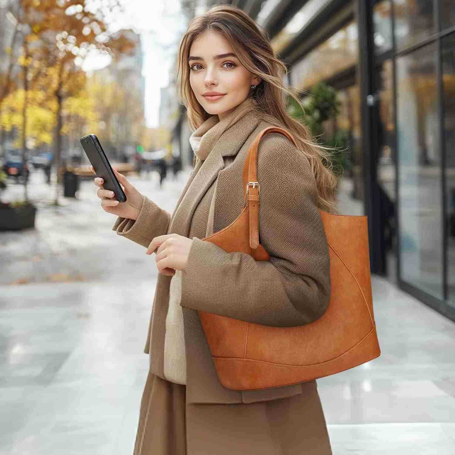 Large Tote Bag for Women Work Vegan Leather Purses for Women Ladies Travel Hobo Handbag with Adjustable TophandleW250913