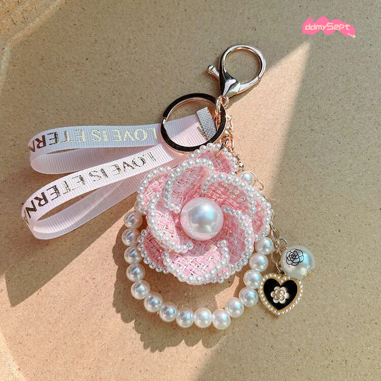Korean Style Pearl Element Camellia Keychain Bag Pendant Creative Independent Design Product ddmythur