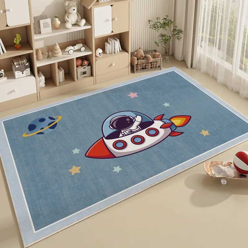 VIKAMA Crystal Pile Carpet Spaceman Childrens Nursery Playmat Dirty Resistant Washable Cushioned Carpet for Living Room Bedroom C250913