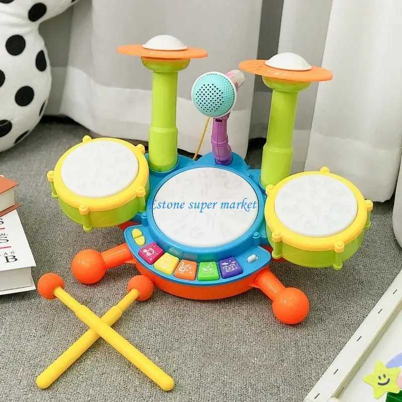 090B Kids Drum Set Musical Instrument Drum Set for Toddlers 13 Educational Toy C250913