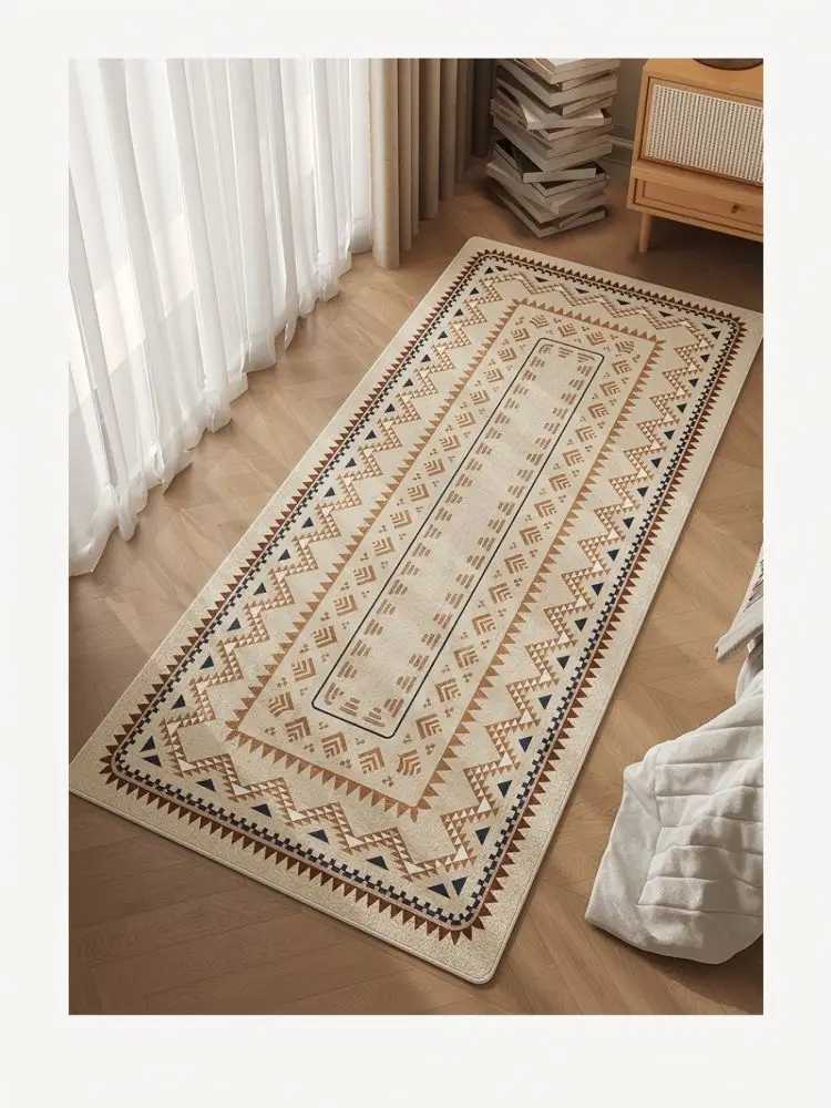 VIKAMA Ethnic Style Bedroom Bedside Rug American Bed Front Long Floor Mat Living Room Mat Room NonSlip Bed End Foot Mat C250913