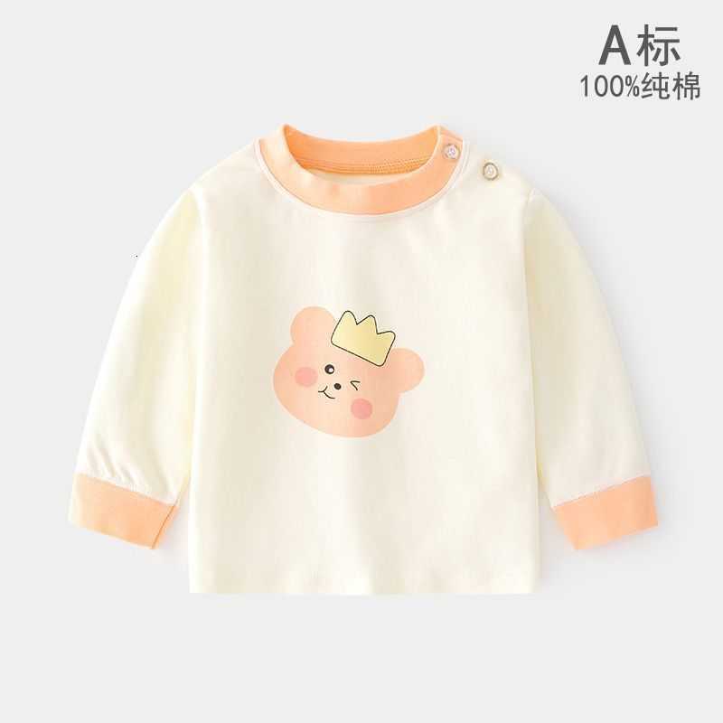 Baby Autumn Clothes Infant Cotton Printed Tops Cartoon Children Spring Autumn Underwear Bottoming Children's Clothes Shoulder Open T-shirt