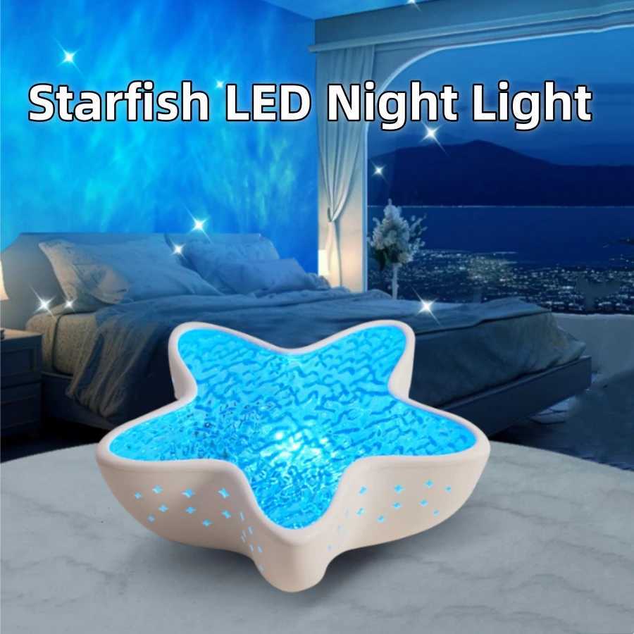 Starfish D Night Light Rechargeab Tab Lamp Northern Ocean Wave jector Lights Romantic For Bedroom Desk Festival Decor W250913