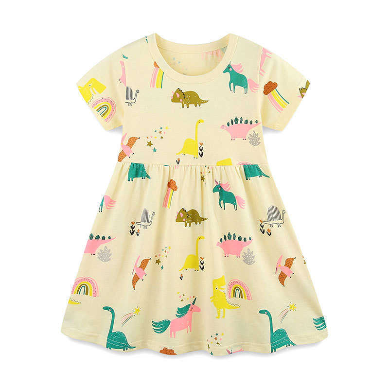Girl's Dresses 25 Summer New Children's Clothing Girls' Dress Round Neck Short Sleeve Fashion Printed Princess Dress