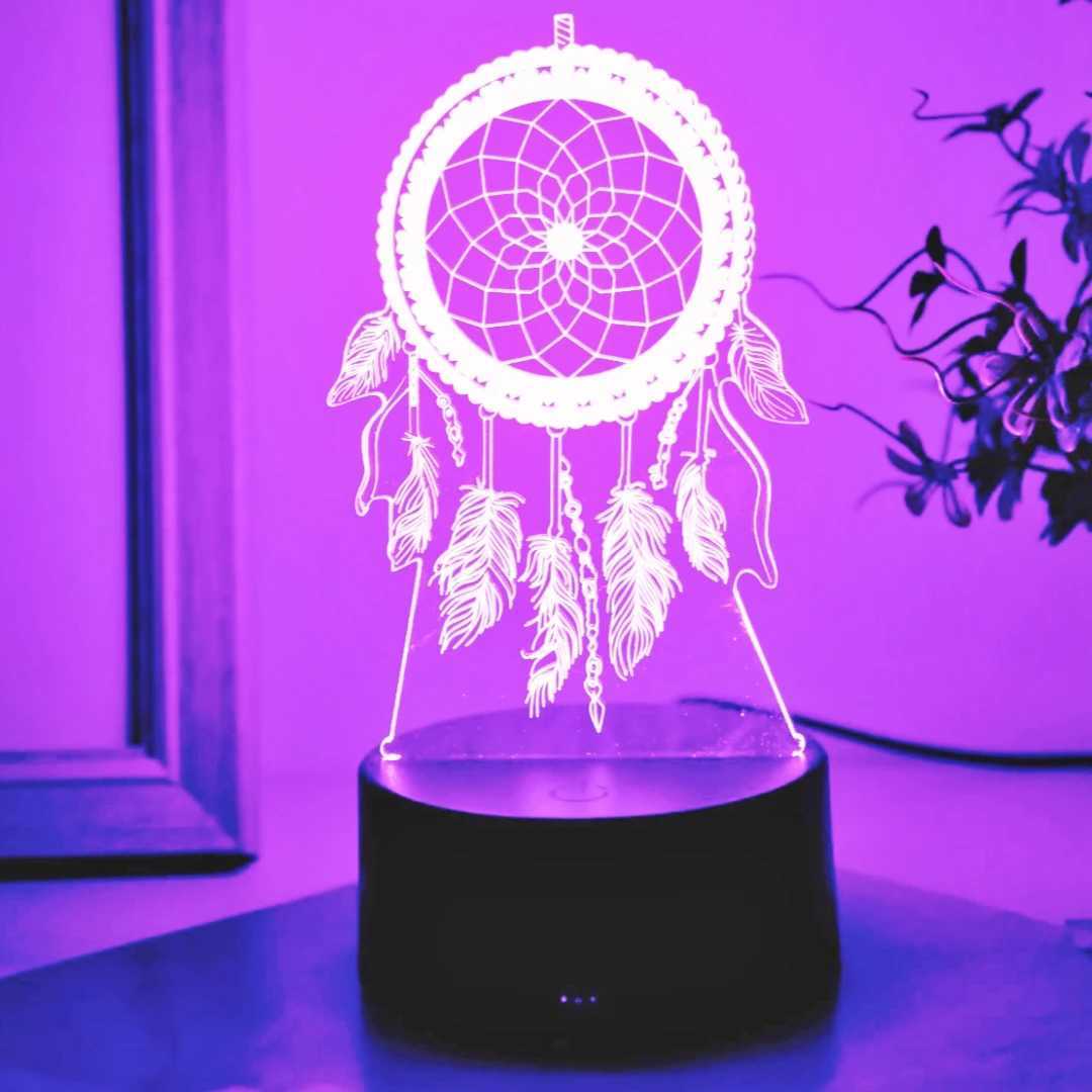 USB Dreamcatcher 3D Night Light Touch Seven Color Gradient Creative Desktop and Bedroom Atmosphere Light Room Decoration Light C250913
