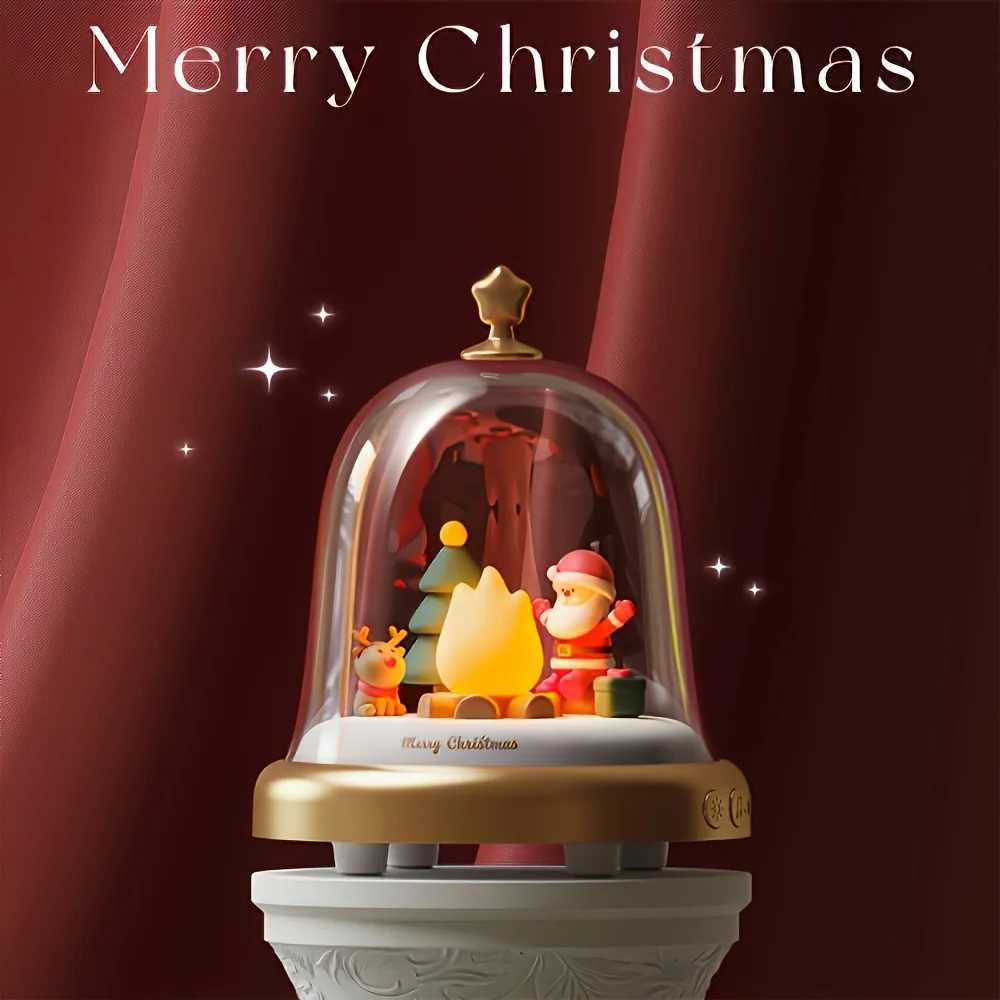 Rechargeable Santa Claus Little Flame Music Box with LED Night Light Adjustable Brightness Table Lamp Portable Bedside Lamp C250913