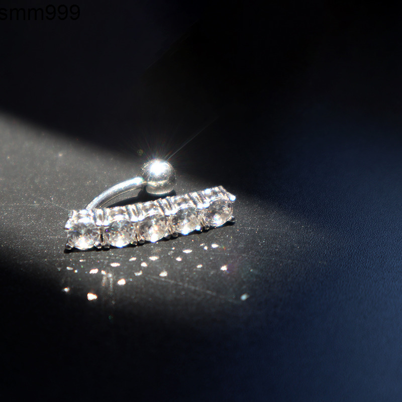 S925 FiveRow Moissanite Diamond Belly Button Ring Shiny Reverse Jewelry Nose Piercing 925 Sterling Silver Sexy Fashion Jewelry