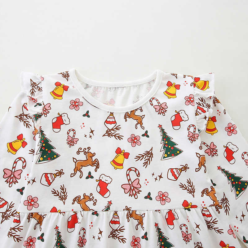 25 Autumn New Children's Dress Christmas Children's Dress Cute Flutter Sleeve Girls' Princess Dress