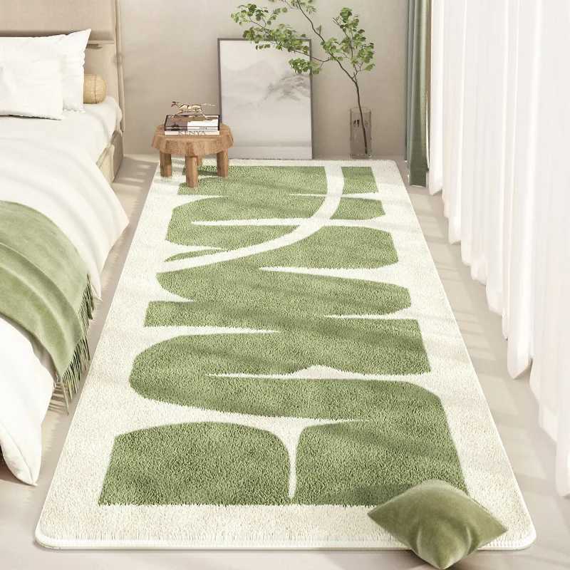 VIKAMA Fresh Green Faux Cashmere Long Carpet AntiSlip Carpet For Bedroom Entrance And Bay Window Home Decoration C250913
