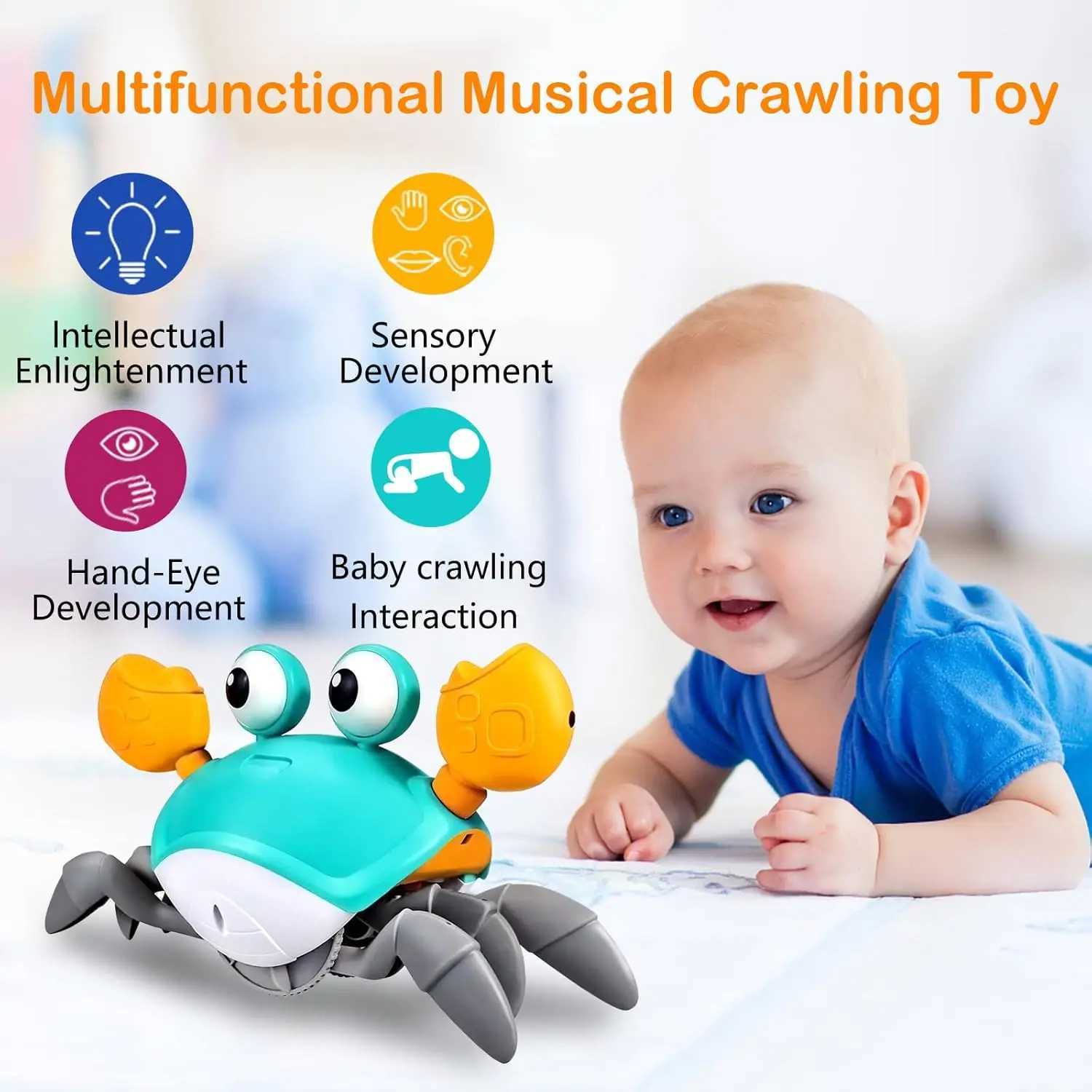Induction Escape Crab Electric Pets Musical Toys Toddler Crawling Baby Walker Crab Interactive Toys for Children Gifts C250913