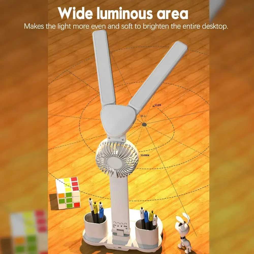 Table Lamp with Fan for Student Studying LED Desk Lamp with Pen Holder Multifunctional Touch Night Light Rechargeable C251122