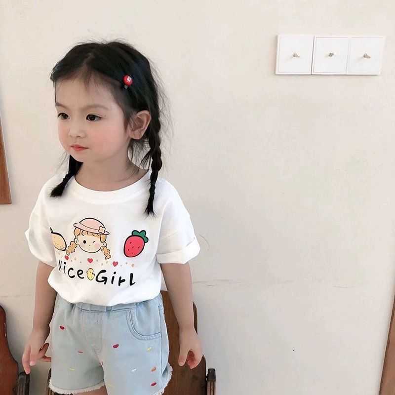 Pure Cotton Summer New Style Baby Girl Children's Short Sleeve T-Shirt Versatile Base Shirt Trendy Top for Toddlers and Young Girls