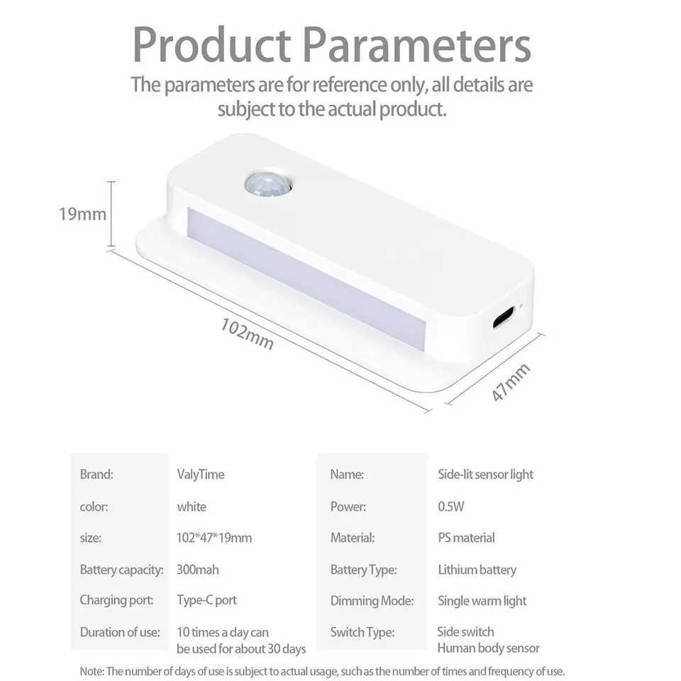 Sensor Led Night Light Magnetic Smart Motion Rechargeable Small Lamp Wireless Cabinet Lights Corridor Energy Saving Home Hallway C251122
