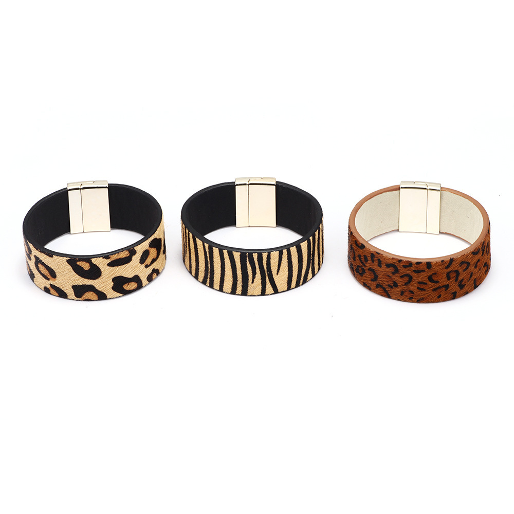 Best-selling Women's Magnetic Clasp Bohemian Style Horse Pattern Leopard Print Horsehair Bracelet High-end Feel ddmymoon