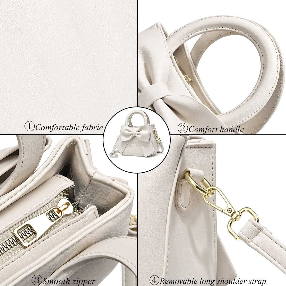 Small Handbags for Women with Top Carry Handle and Cute Bow KnotLeather Purses and OverShoulder StrapW250913