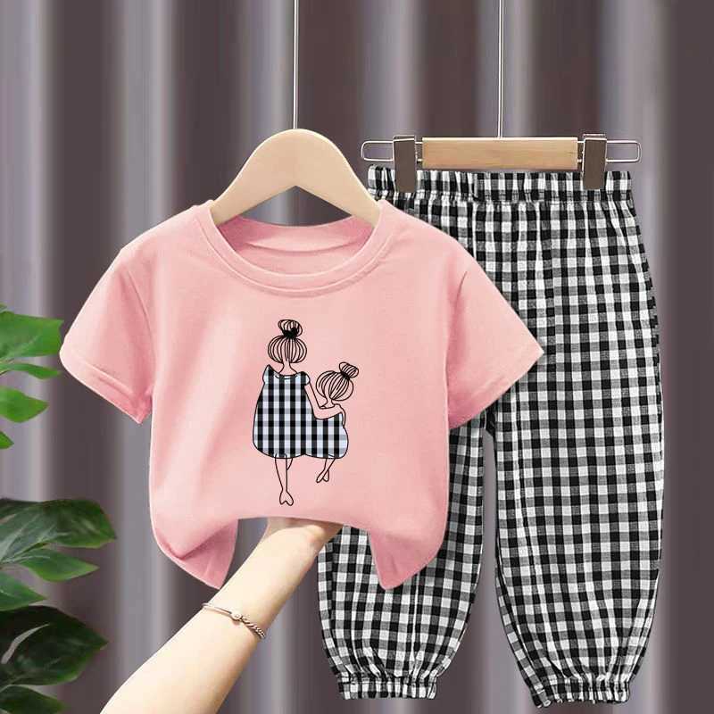 Summer Sets Childrens Clothing Girls Mother Kids Toddler Clothes Cute Fashion Cotton Tshirt Top Pants 2pcs Baby Girl Clothes C250913
