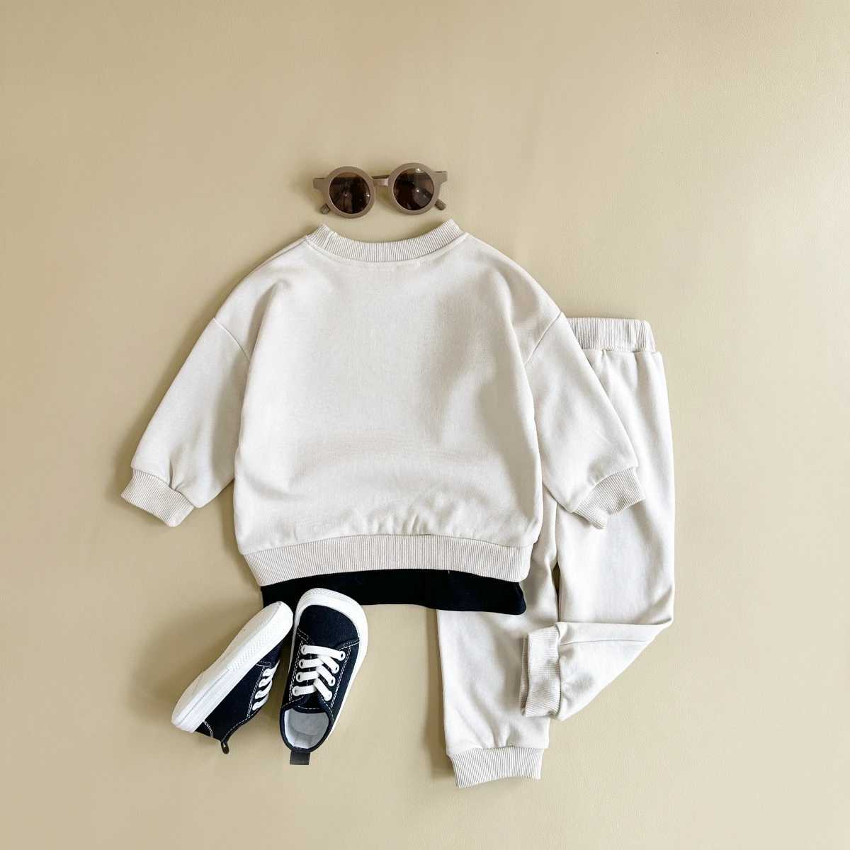 Baby Boy Clothes Set BONJOUR Letter Sweatshirt HoodiePant Child Long Sleeve Clothing Suit Casual Letter Pullover Baby Clothes C250913