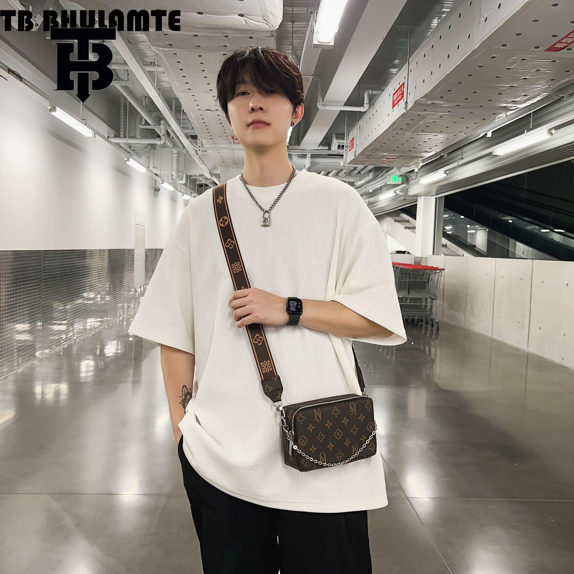 TB BHULAMTE Designer Bag Men's Crossbody Luxury Bag Bag High-end New Leather Luxury Bag Vintage Shoulder Bag Ins Trend Brand Bag Women Chain Smal