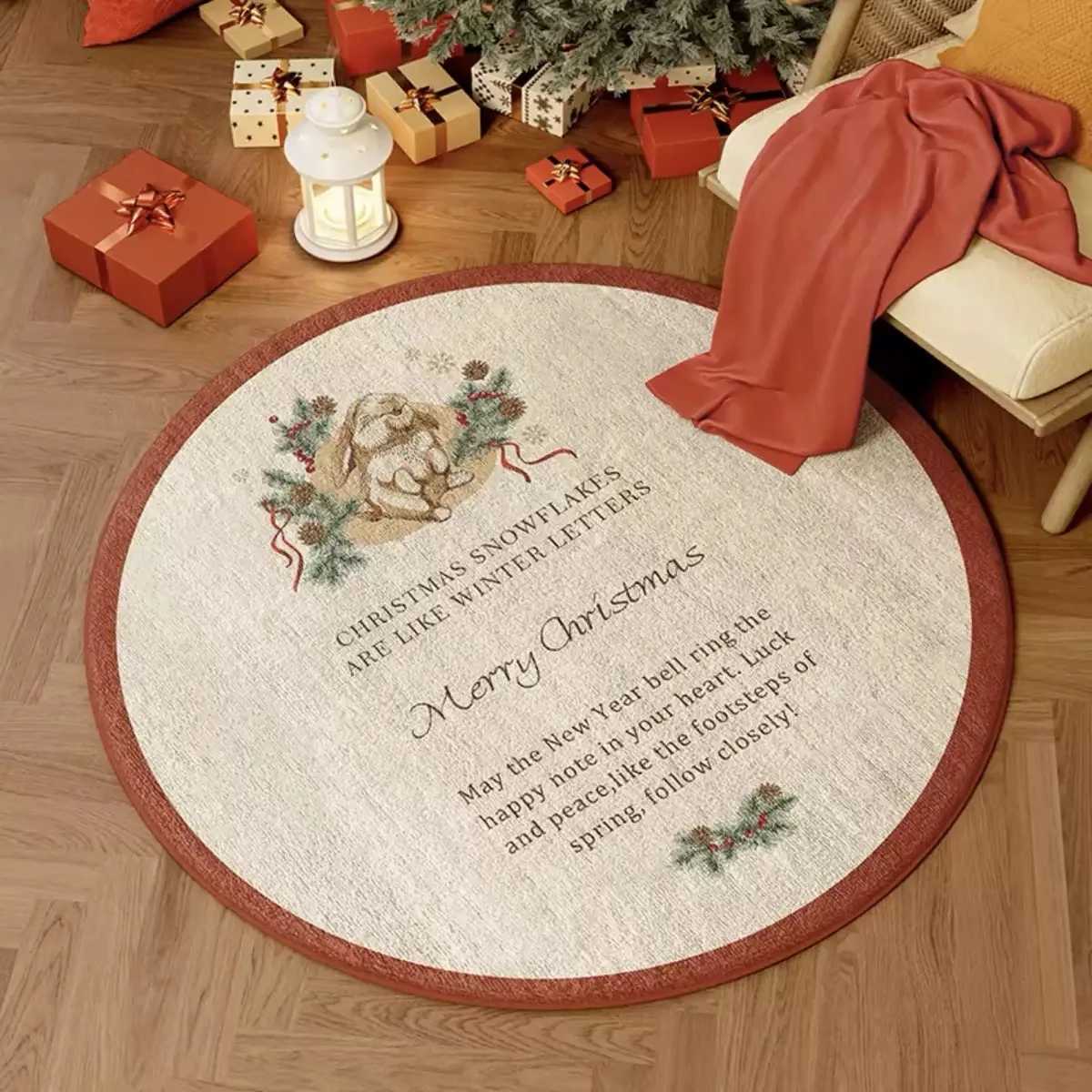 VIKAMA Large Festive Round Living Room Carpet Acrylic WoolLike Plush Rug for Family Gathering Home Decor C250913
