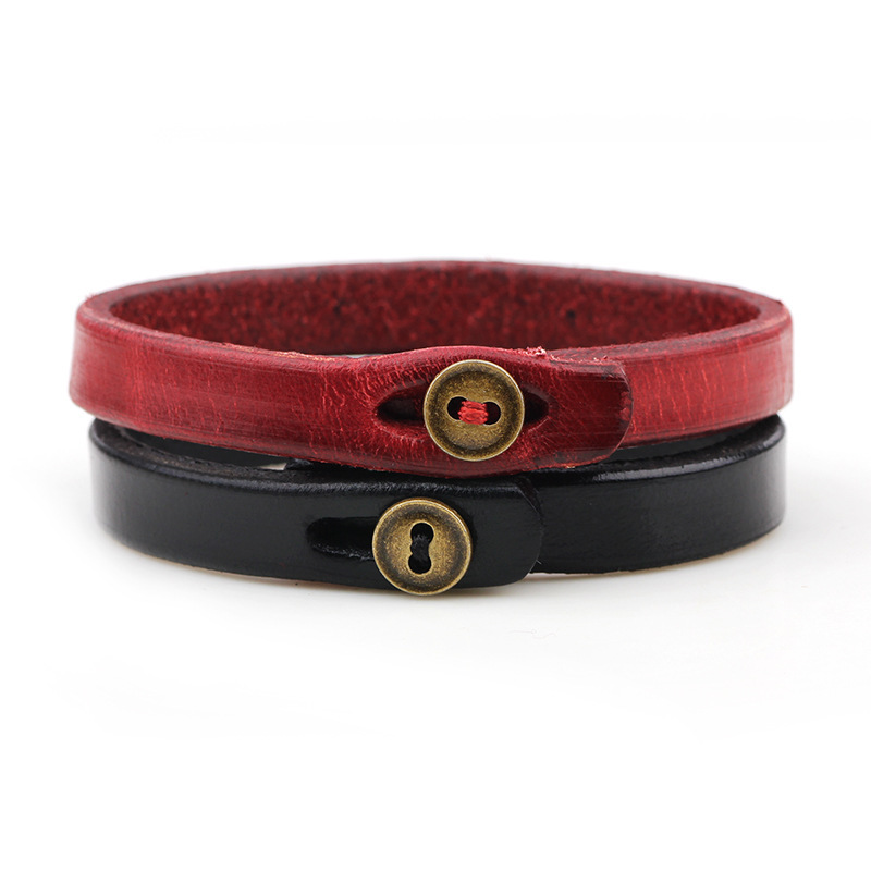 Fashionable Simple Solid Color Copper Buckle Leather Bracelet for Women, Versatile and High-End Feel ddmymoon
