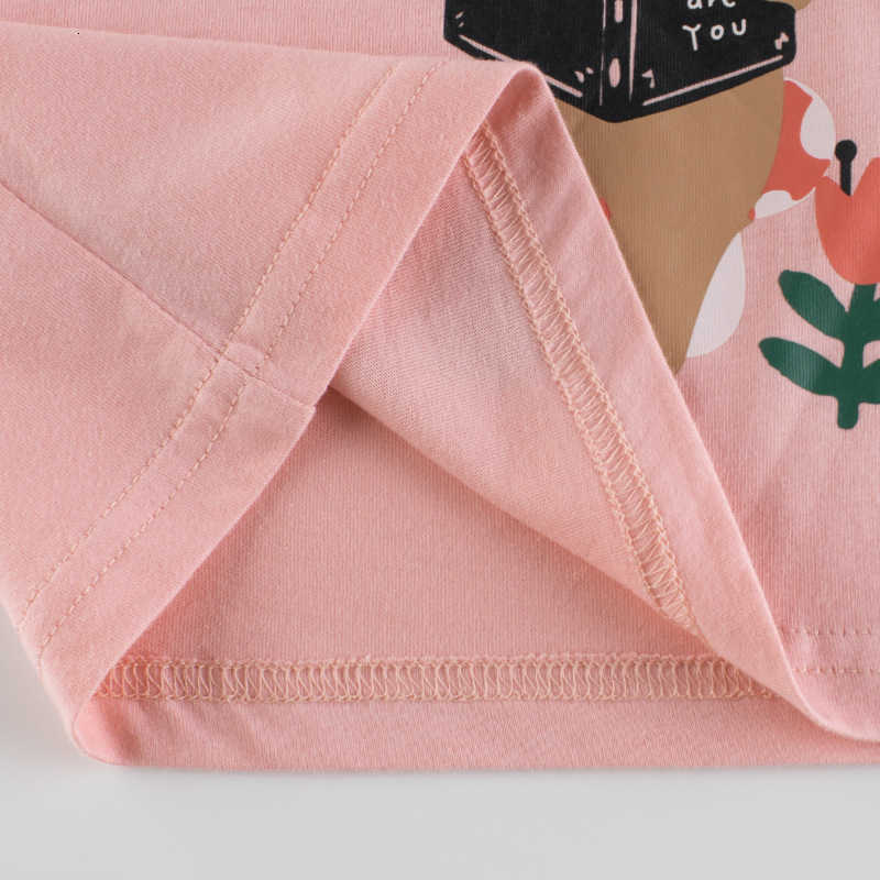 Girls' Short Sleeve T-Shirt Summer 2024 New Style Casual Trendy Bear Children's Half Sleeve