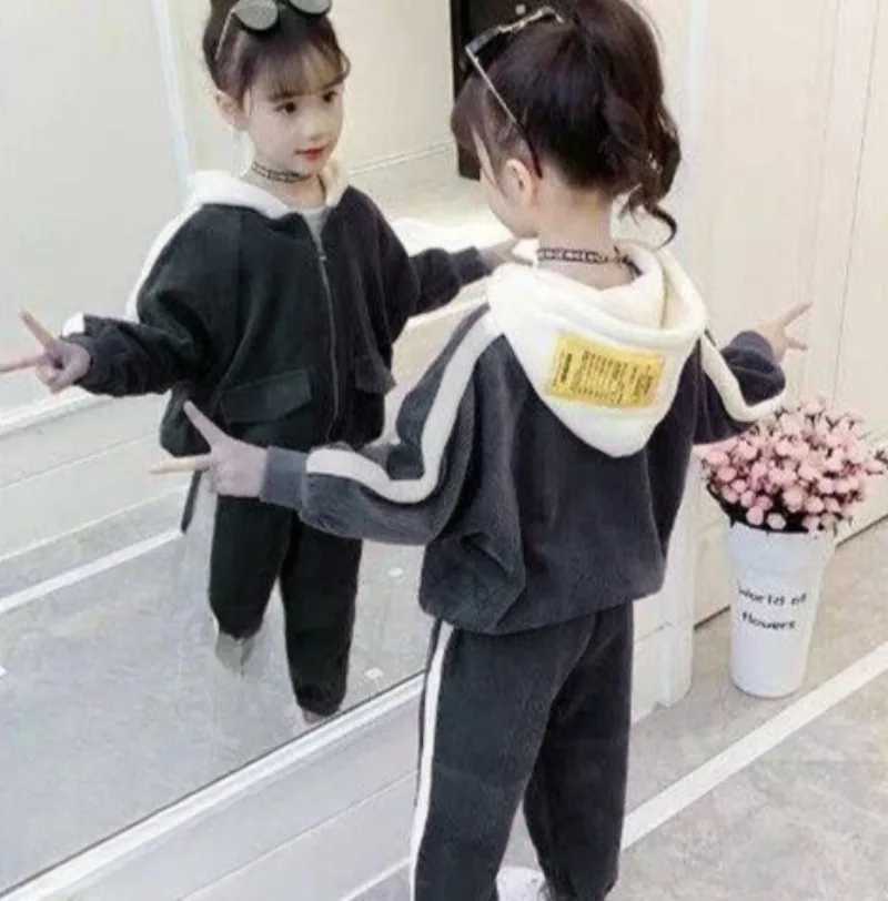 Hoodies Set Corduroy Coat Pants Fleecelined Girls Fashion Clothes 4yrs Girl Long Sleeve Autumn Winter Wear Girls Sets 2025 C250913