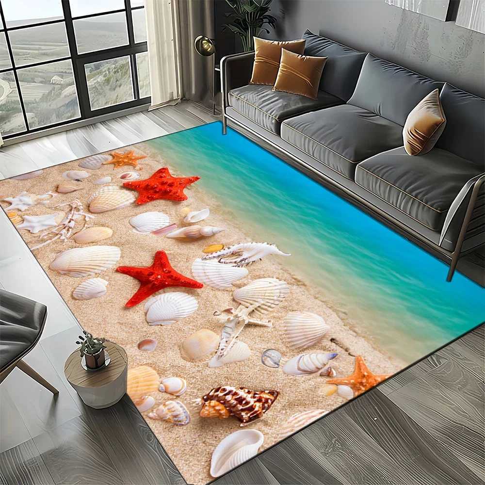 2025 New Starfish Beach Shell Sea Star Sand Carpet Rug for Living Room Bedroom Home Sofa DecorationKids play Nonslip Floor Mat C2509131