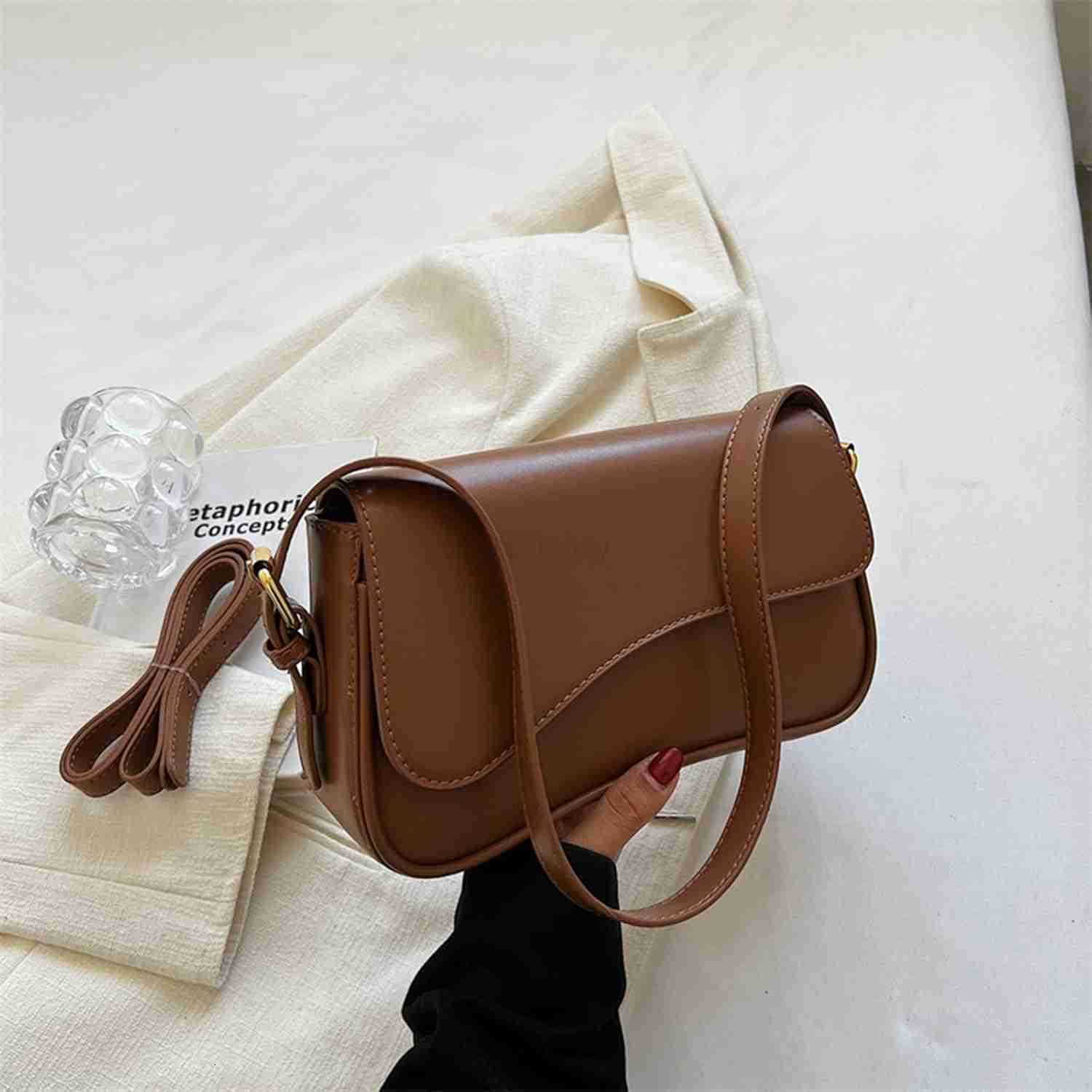 Shoulder Bag for Women Y2K Trendy Purse Vegan Leather Hobo Handbags Clutch Saddle Bag with 2 Removable StrapW250912