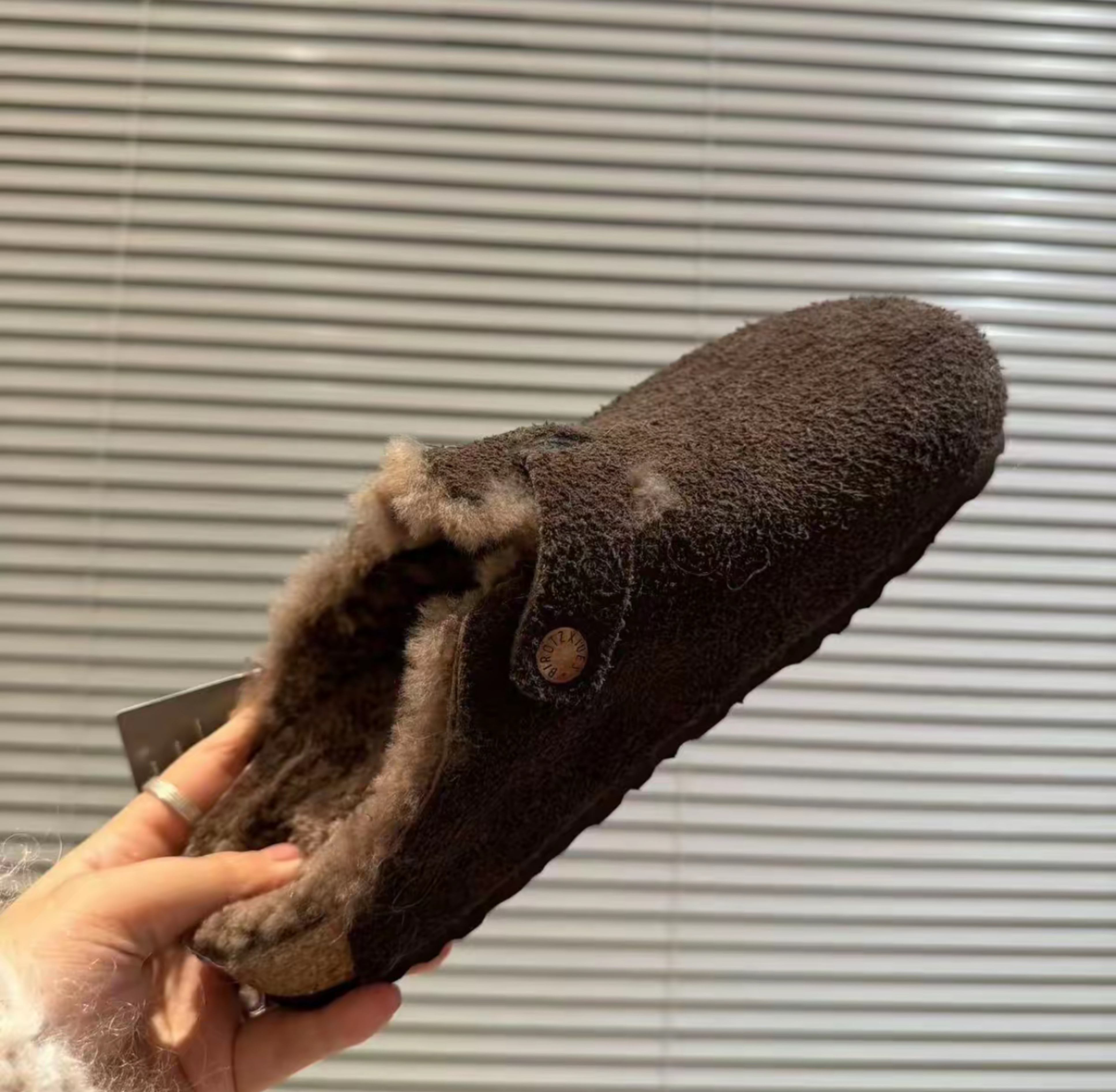 BIROTZXIUES designer shoes free shipping hot Light luxury high quality oxhide casual slippers cashmere keep warm outdoor Clogs size 35-40 grey brown coffee