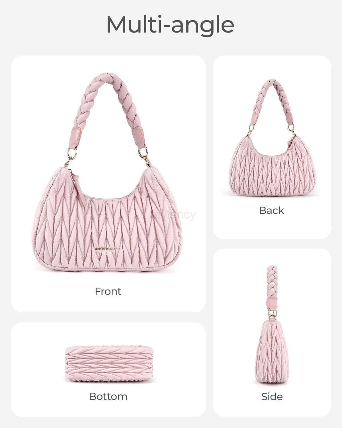 Small Shoulder Bags for Women Puffy Cute Purses for Women with Woven TopHandle Quilted Crescent Hobo HandbagW250913