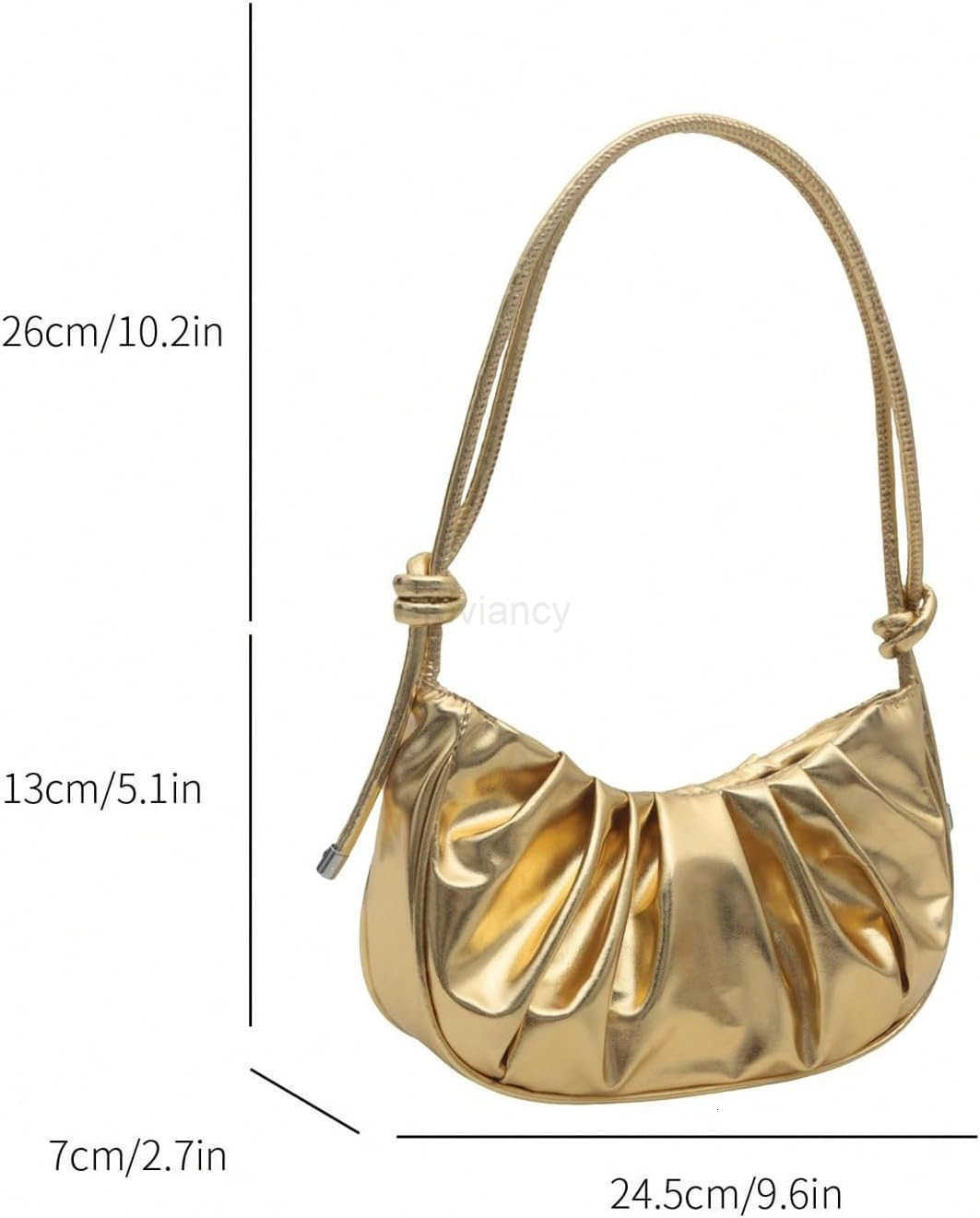 Womens Gold Purse Ruched Metallic Shoulder Handbags Top Handle Underarm BagW250913