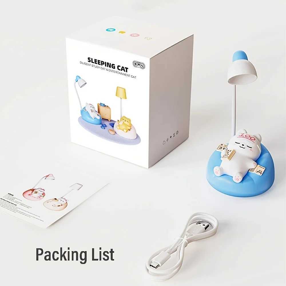 Cute Cat Night Light Accompany Children Birthday Gift Rechargeable Cartoon Silicone Sleeping Lamps Room Bedside Decoration C250913