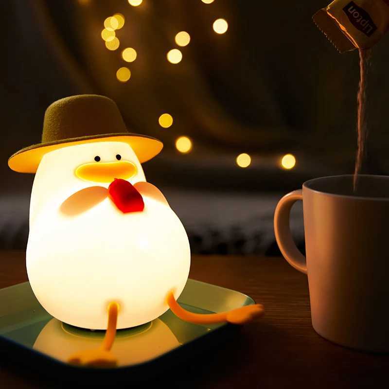 LED Night Light Rechargeable Duck Night Lamp Silicone Dimmable Lamps Bedside Nightlights Room Decor Kids Gift C250913