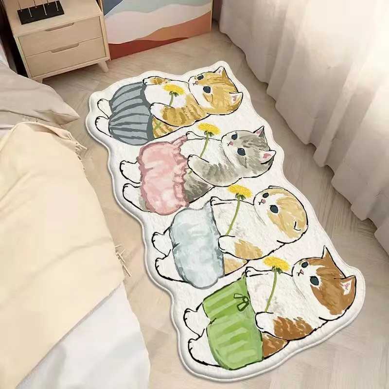 VIKAMA Simple Cartoon And Cute Cat Faux Cashmere Floor Mat For Bedroom Bedside Study And Home Decoration C250913