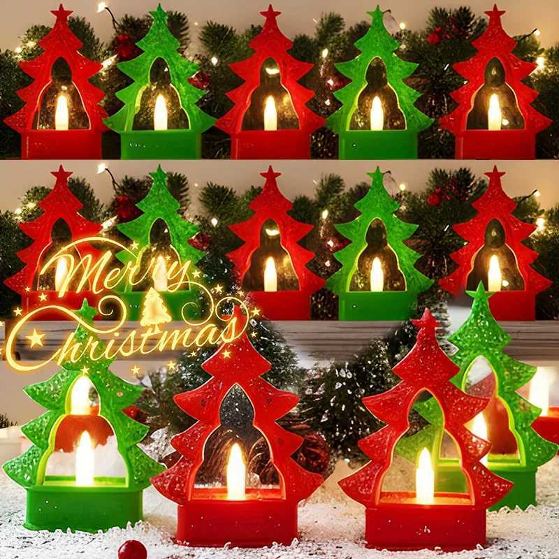 Mini LED Christmas Tree Night Light Warm Luminous Xmas Tree Night Lamp DIY Desktop Ornaments For New Year Party Home Decoration C251122
