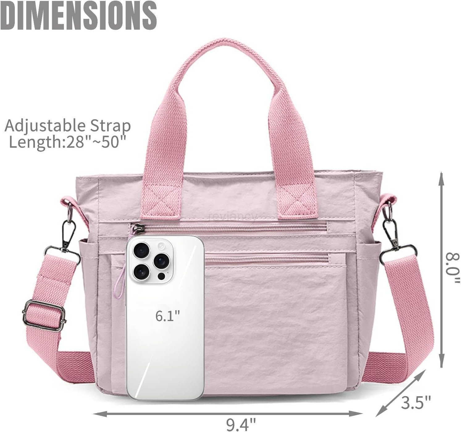 Small Nylon Tote Bag for Women Lightweight Crossbody Tote Handbag with Long Strap for Daily Work College TravelW250913