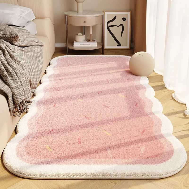 VIKAMA Imitation Cashmere Carpet Plush Skin Friendly Bedroom Bed Blanket Foot Mat Insulation Living Room Carpet Home Decoration C250913
