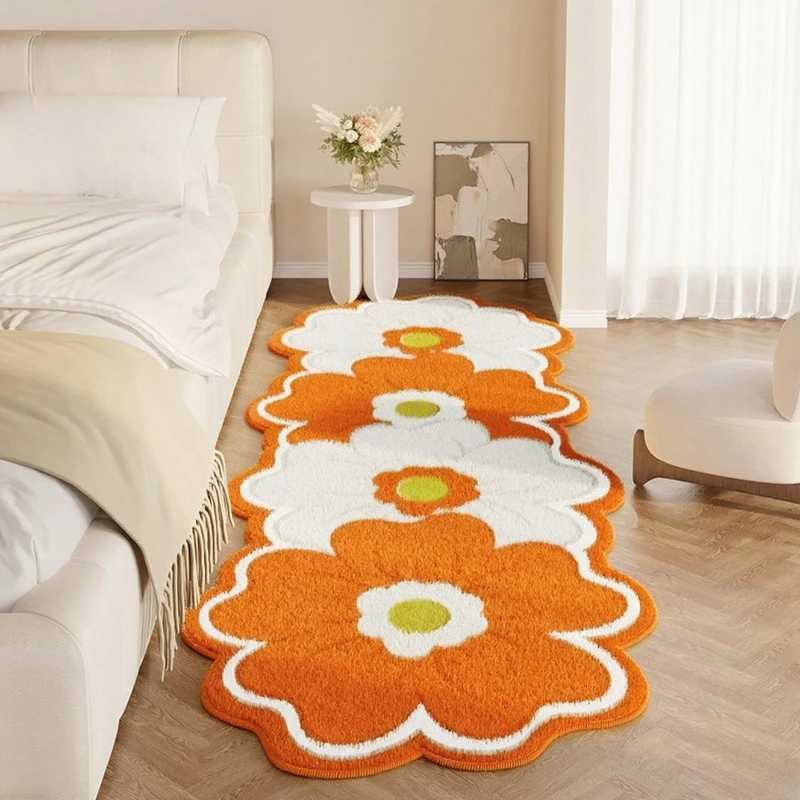 Flower Pattern Bedroom Decor Pink Carpet Thick Plush Bedside Floor Mat Irregular Shapes Carpets for Living Room Fluffy Soft Rug C250913