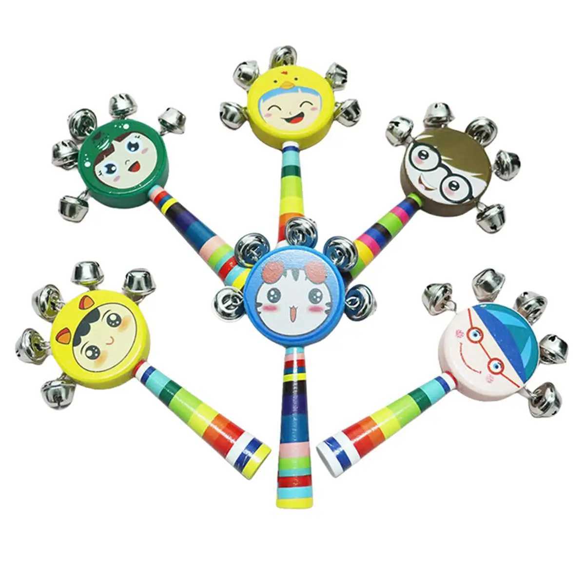 1pc Style Random Smiling Face Rattle 16cm Handheld Sounding Bell Creative Toys Children Puzzle Instrument Toys Gift for Kids C250913