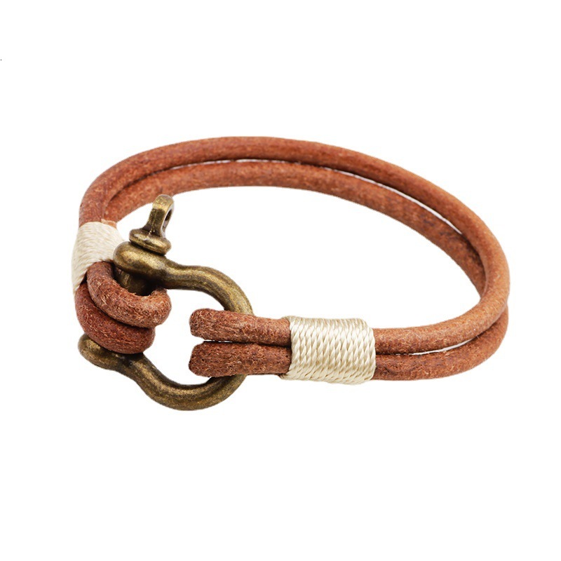 Simple Hot-Selling Genuine Leather Cord Alloy Lock Bracelet Jewelry ddmymoon