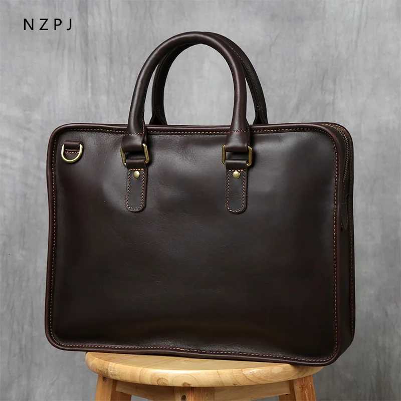 Borsa Per Laptop Per Laptop In Pelle Da Uomo RetrÃ² Nzpj St…